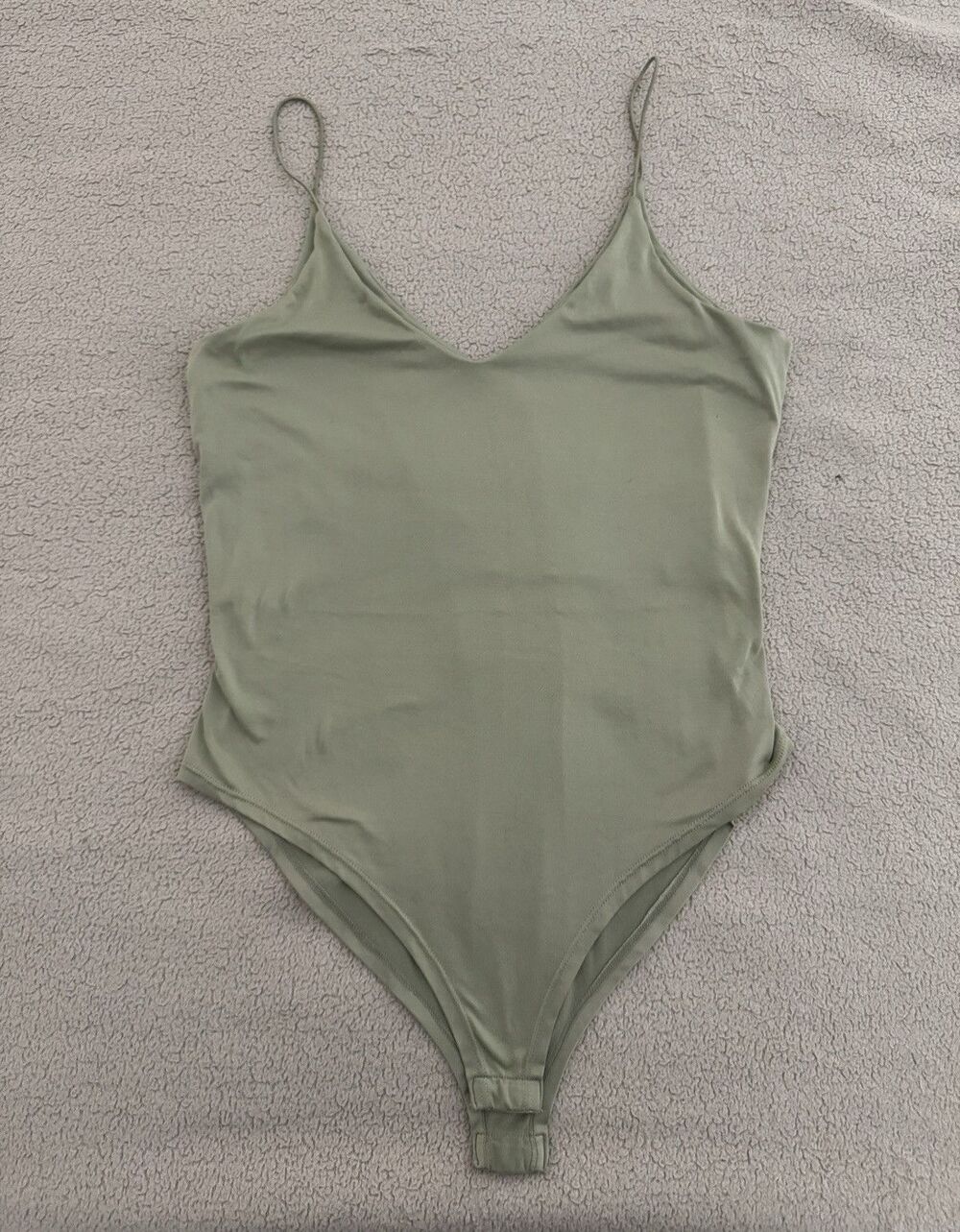 Gaze Women’s Green Solid Spaghetti Strap One-Piece Stretch Bodysuit Size M